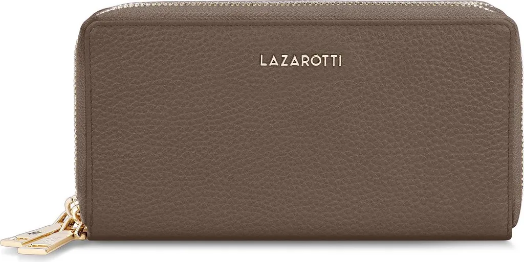 Portafoglio Lazarotti Bologna Double Zip Taupe - Pelle di Qualità