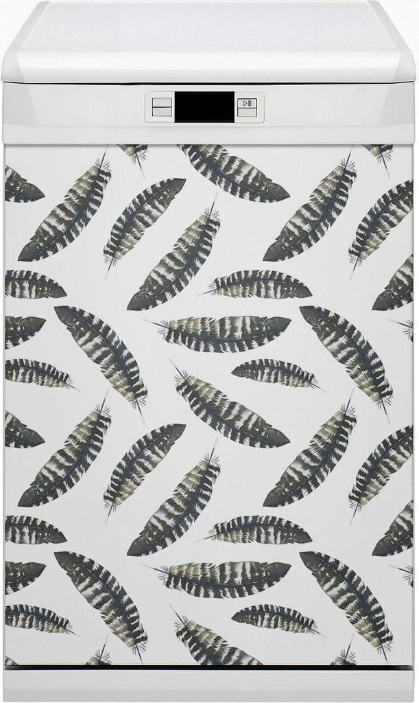 Magnet für Spülmaschine Abwaschbar 45x80 cm Magnet für Spülmaschine Magnetmatte Nachbildung - Federn in Stil Boho