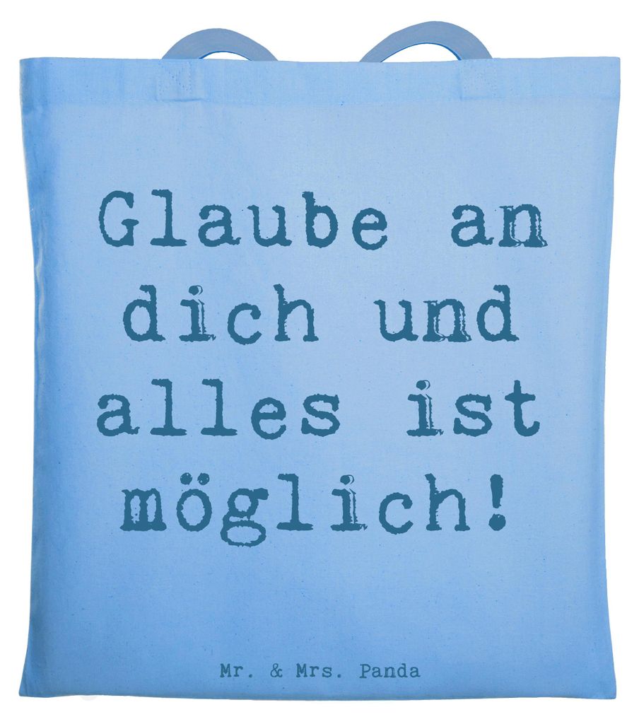 Mr. & Mrs. Panda Uni Tasche Spruch Vertrauen in eigene Fähigkeiten haben - Sky Blue - Geschenk, Shopping, an sich glauben, Stoffbeutel, Vertrauem,...