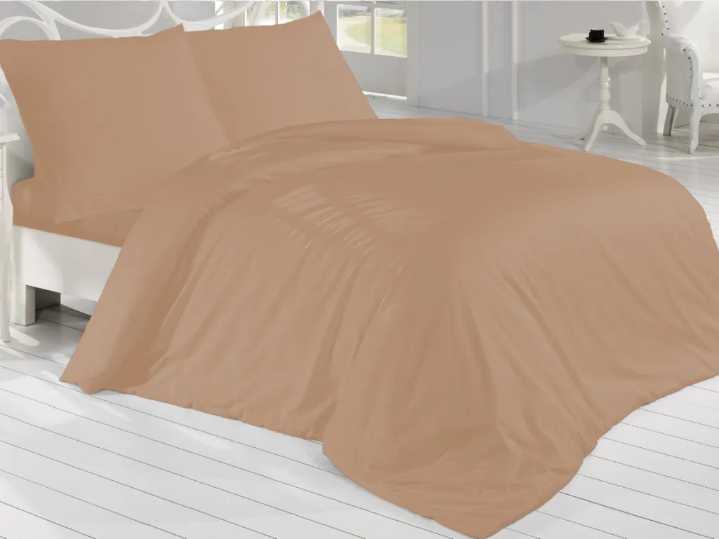 Biancheria da Letto Satin 200x200 Beige | Set Francese con Federe 70x90