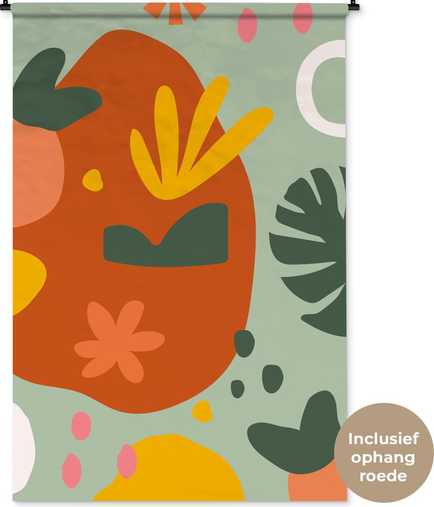 MuchoWow Wandteppich Wandbehang Pflanzen - Formen - Muster 120x180 cm Tapisserie Dekoration Wandtuch - Schlafzimmer - Dekorationen für das Haus