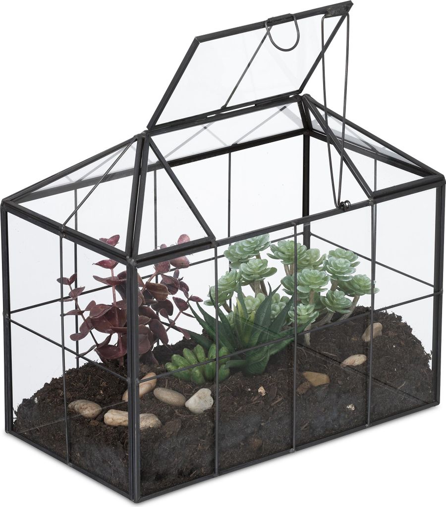 relaxdays Modernes Pflanzenterrarium Glas Hausform