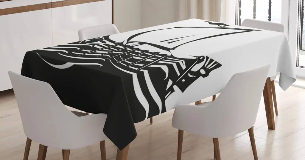 ABAKUHAUS Tovaglia Odyssee, nave greca in mare, facile da pulire grazie alla più moderna tecnologia di stampa, lavabile e personalizzata, 140 x 240 cm, grigio antracite e bianco