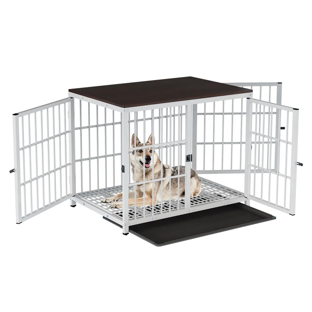 Cage meuble pour chien blanc : fini les cages moches dans votre salon