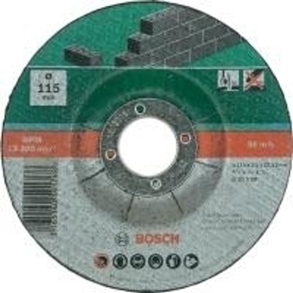 Bosch 2 609 256 334, Schneidedisk, Stein, 11,5 cm, Jede Marke, 2,22 cm, Mehrfarbig