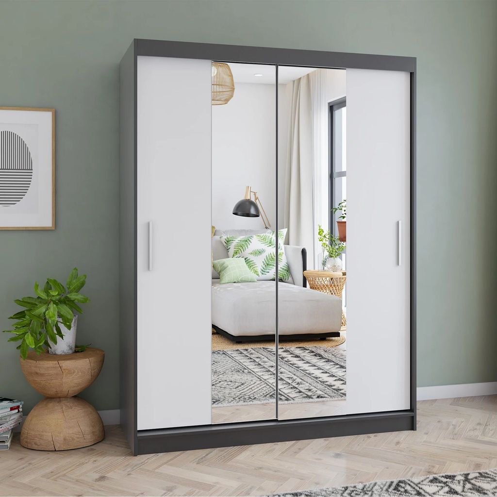 Kleiderschrank Schwebetürenschrank Schrank 150 cm Produktbild 1