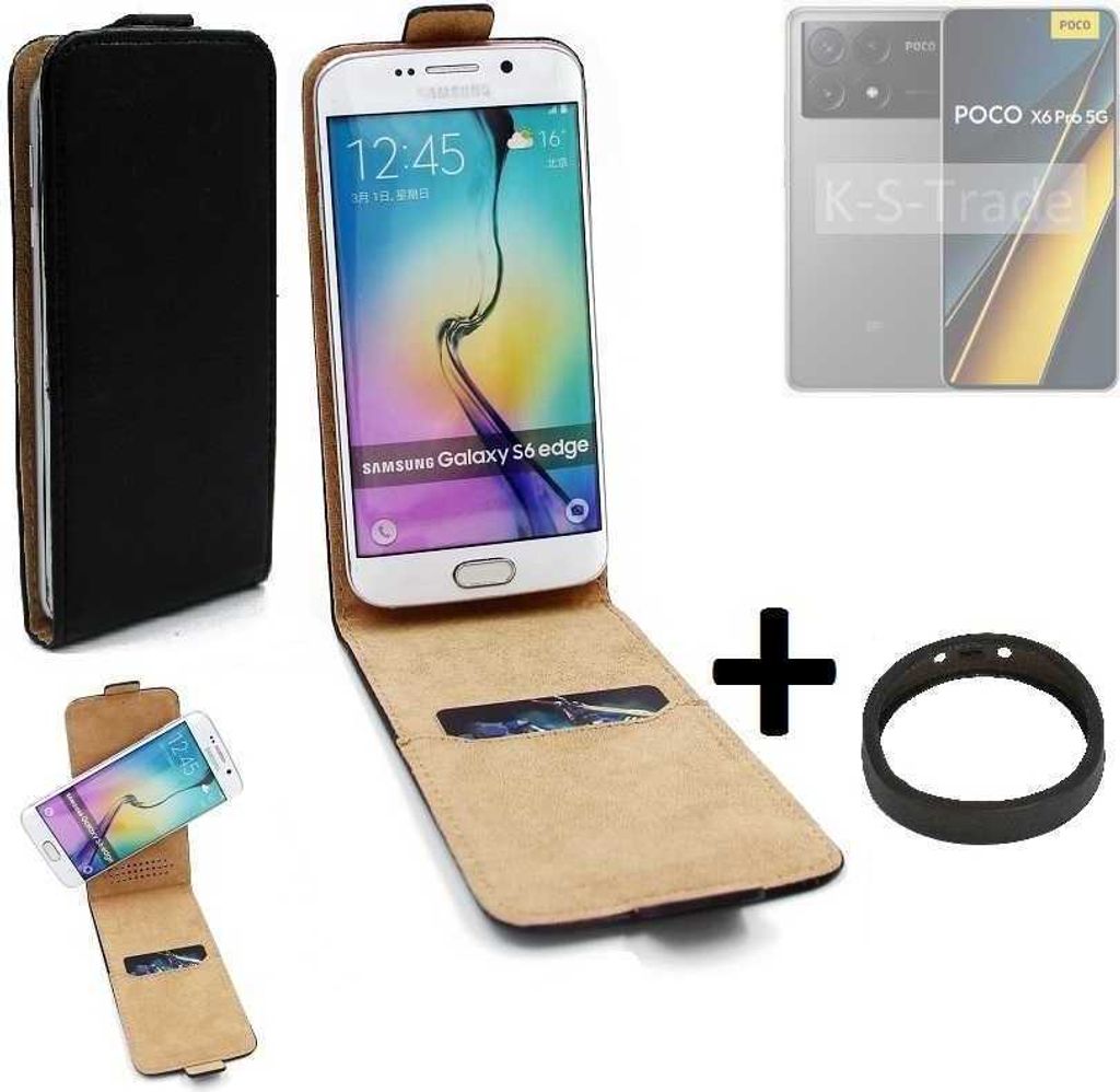 K-S-Trade TOP SET Handyhülle kompatibel mit Xiaomi POCO X6 Pro 5G 360° Flipstyle Schutzhülle Smartphone Tasche schwarz + TPU Bumper, Case Hülle