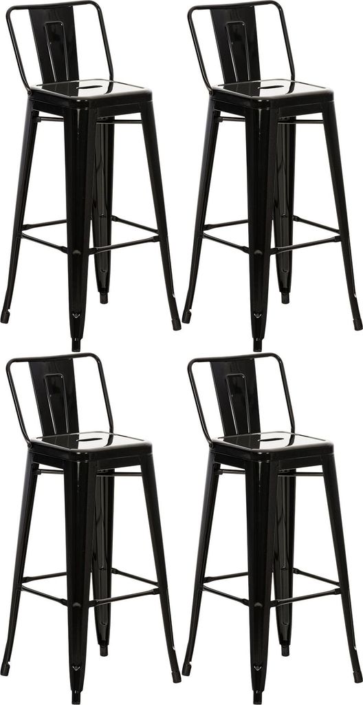 4er Set Barhocker LEKEL - Metall Schwarz 44x43x96 cm | Barstuhl Mit Lehne Tresenhocker Tresenstuhl Kneipenhocker Kneipenstuhl