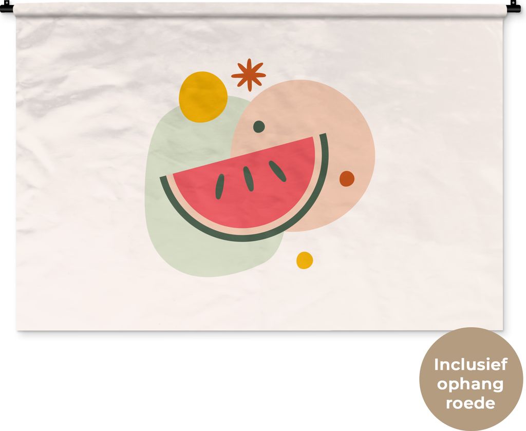 MuchoWow Wandteppich Wandbehang Wassermelone - Obst - Pastell 150x100 cm Tapisserie Dekoration Wandtuch - Waschbar - Tapisserien - Wand-Decke