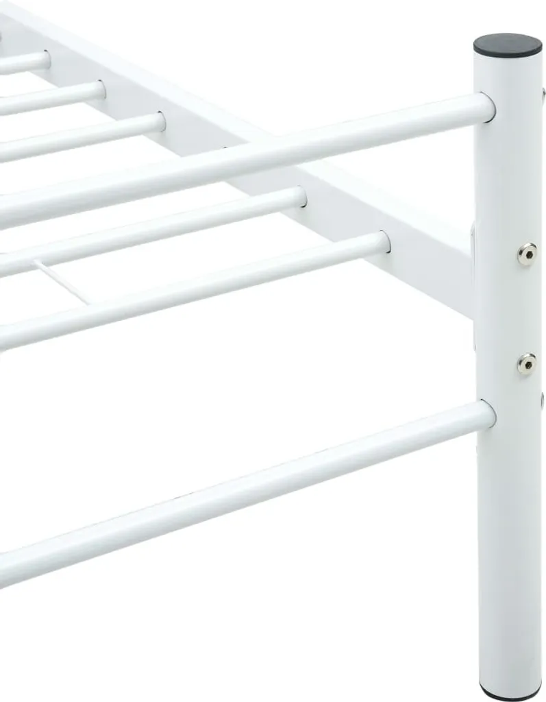 Lit double 140x200 cm en métal blanc design avec structure stable