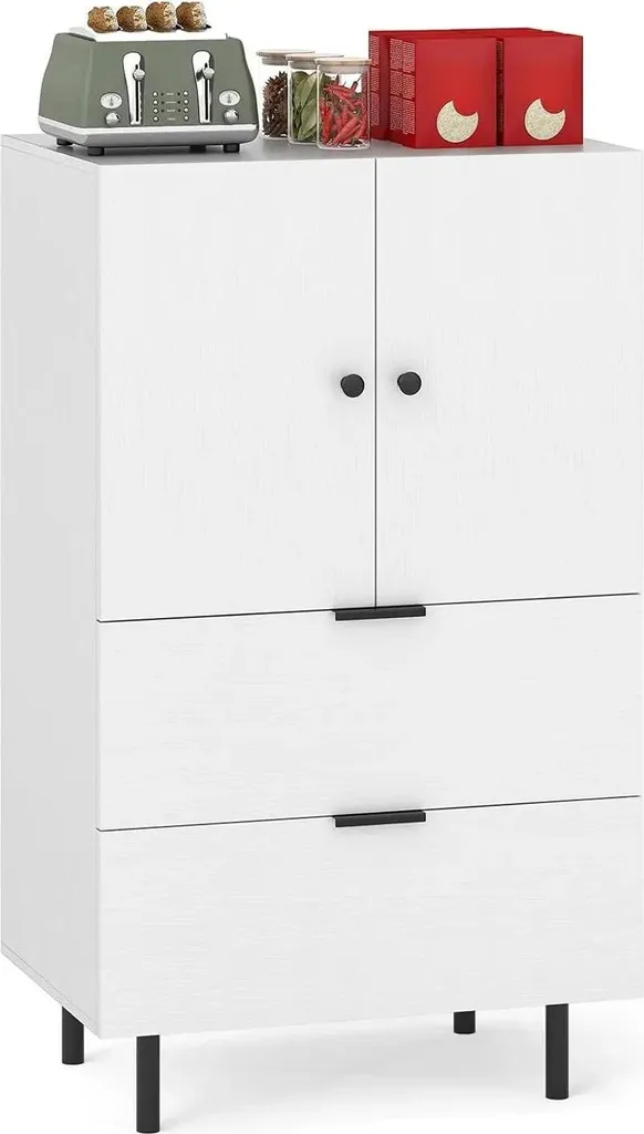 Petit Buffet de Salon Blanc 60 cm pour Cuisine ou Entrée - Gain de Place
