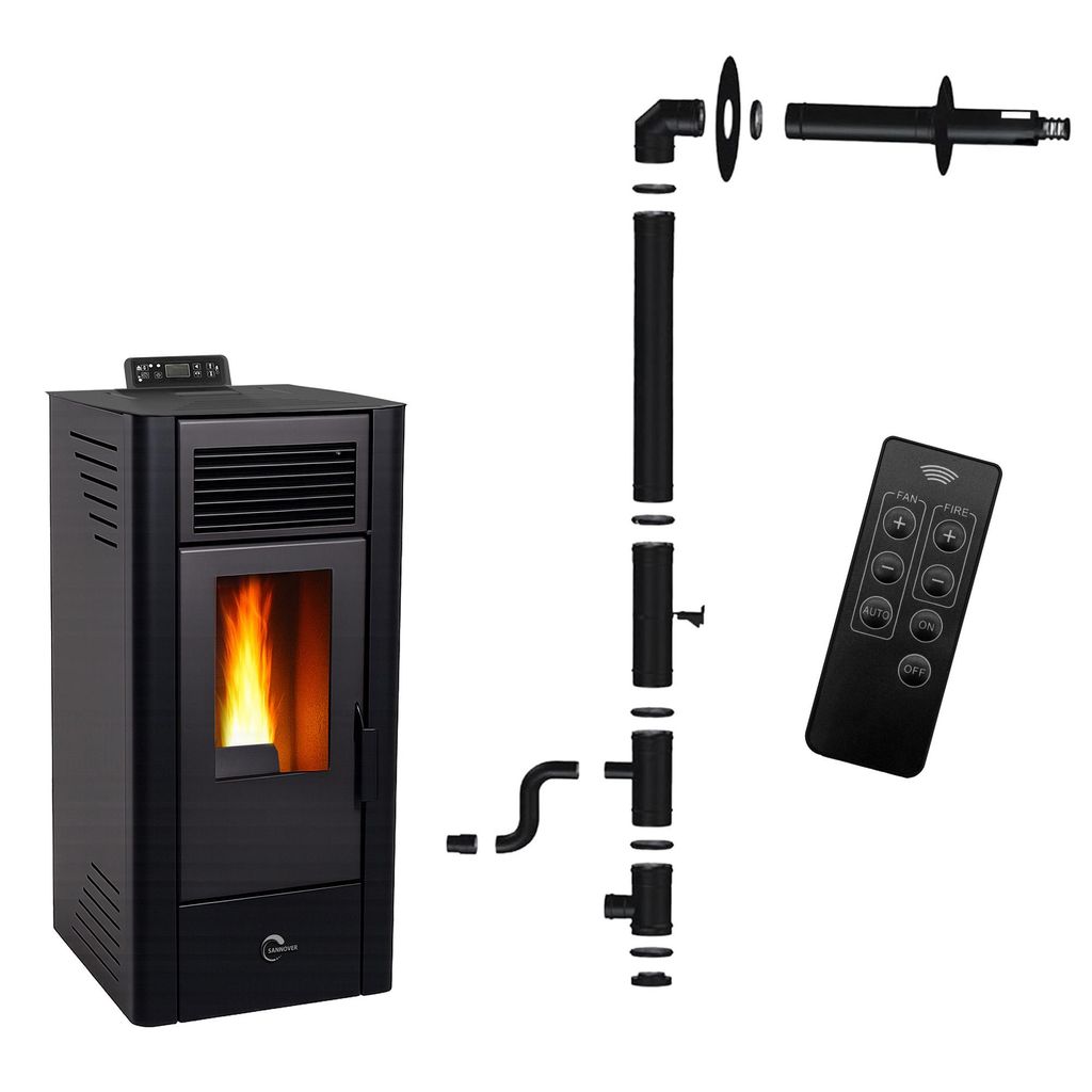 Peletové kachle Anita 10 kW Black Sannover + inštalačná Obrázok produktu 
