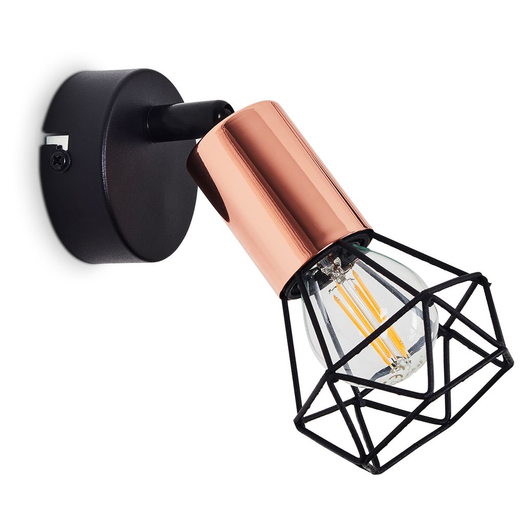 Borio »Borio« 1-flammige Zimmerlampe in Schwarz und Kupferfarben