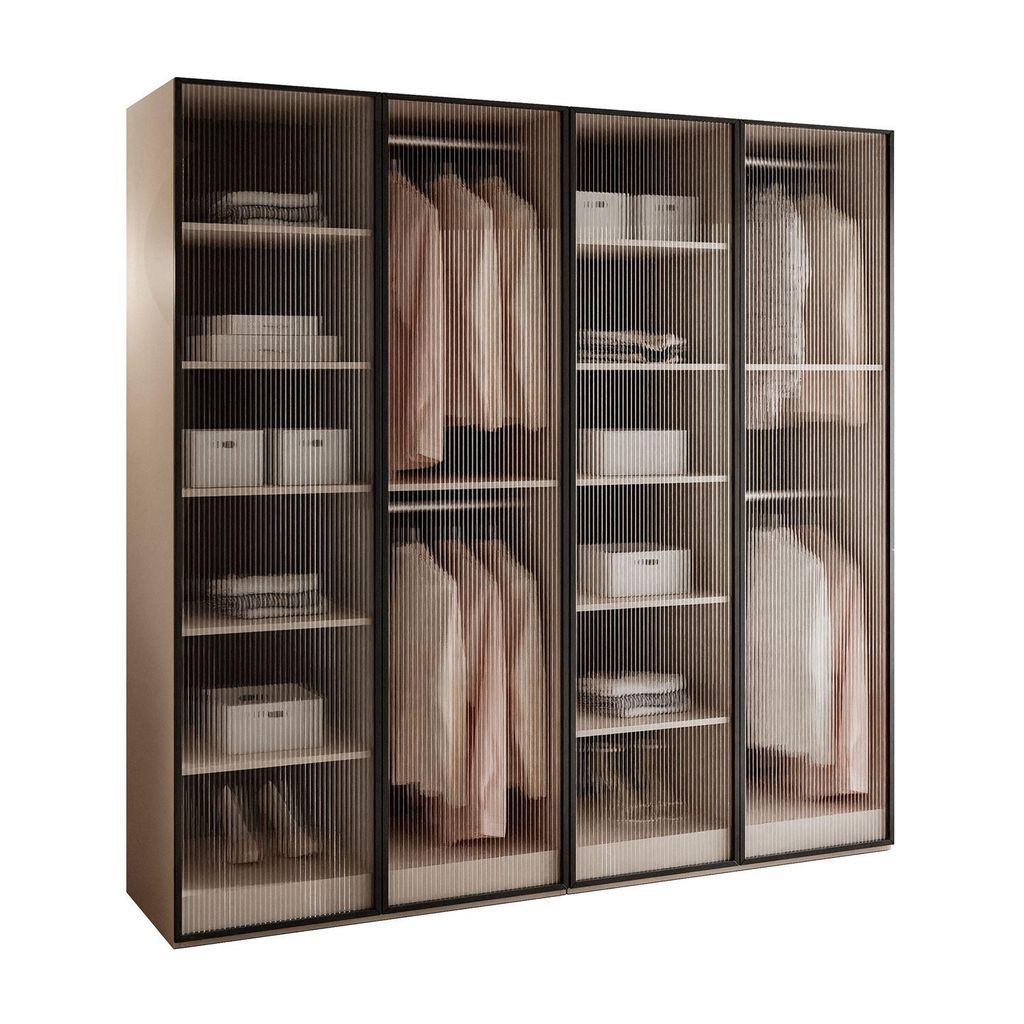 Kippschrank SANDBOX 200, mit LED Belechtung, Beige Sand / Riffelglass