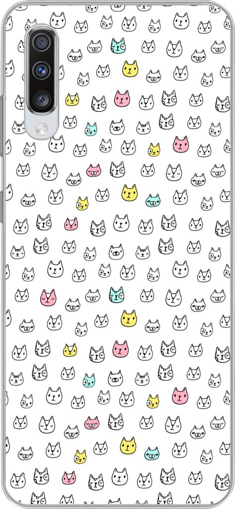MuchoWow Handyhülle Schutzhülle Hülle für Telefoonhoesje Samsung Galaxy A70 Mädchen - Katze - Haustiere - Muster - Mädchen - Kinder - Kinde...