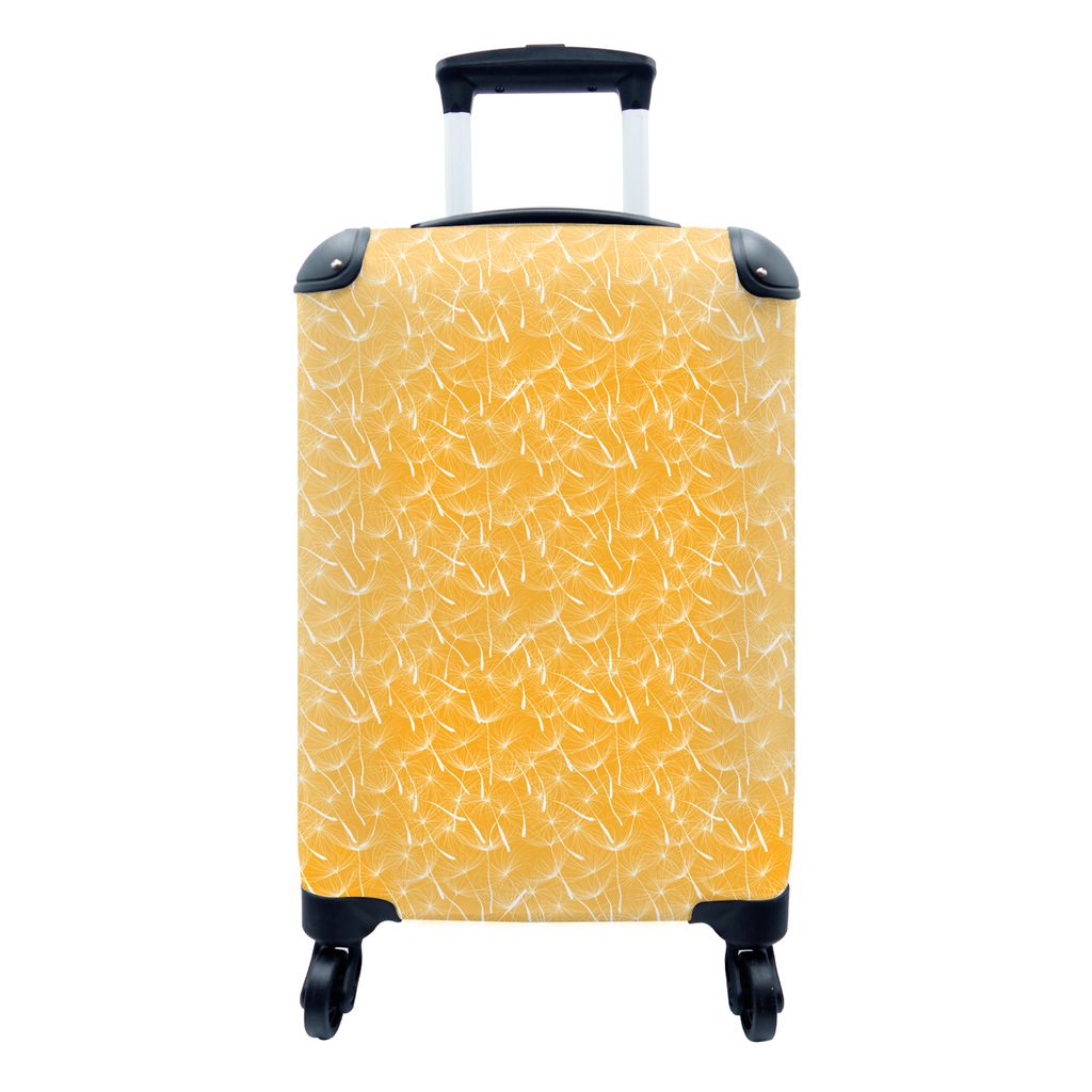 MuchoWow Koffer Handgepäck Trolley Rollkoffer Kleine Reisekoffer mit 4 Rollen - Löwenzahn - Orange - Blumen - Sommer - Cabin Size < 55x40x23 cm...