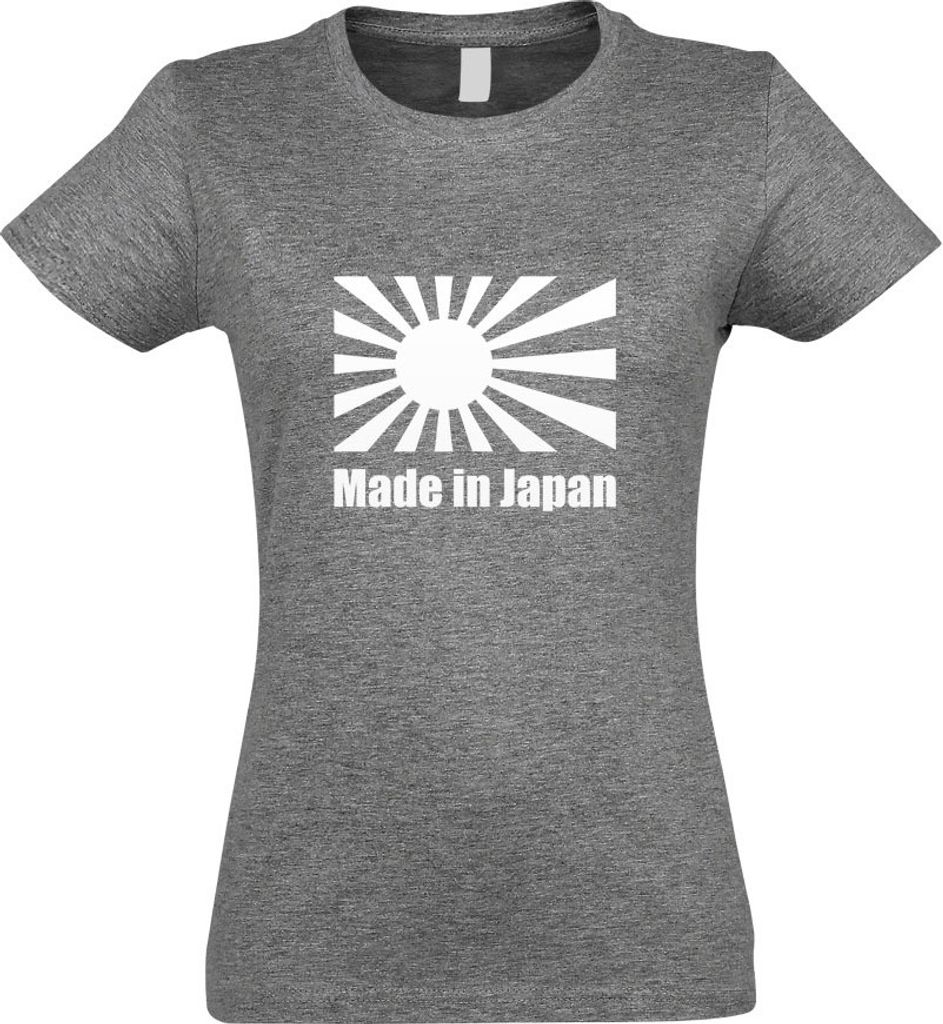 Kiwistar - T-Shirt tailliert - Damen - Graumeliert - Japan - Flagge - mit Motiv Bedruckt - Funshirt Design - Sport - Freizeit - Damen - M