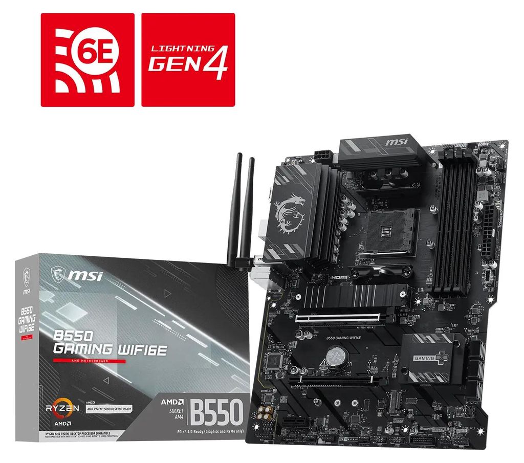 MSI B550 GAMING WIFI6E, AMD, Sockel AM4, AMD Ryzen 5000 Produktbild 