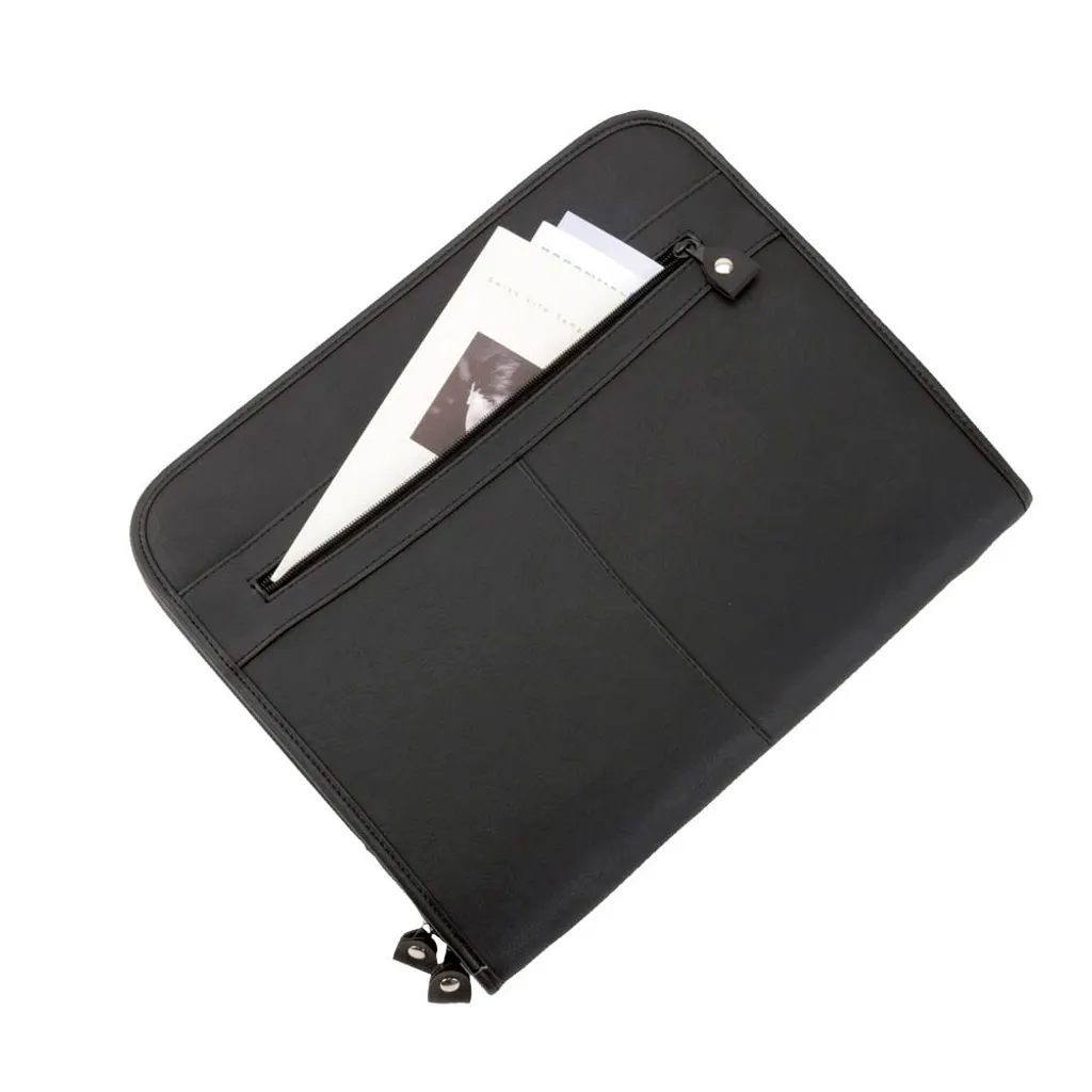 Porte-documents A4 en Cuir Noir avec Zip - Conférencier Milano Alassio 30013 - 2