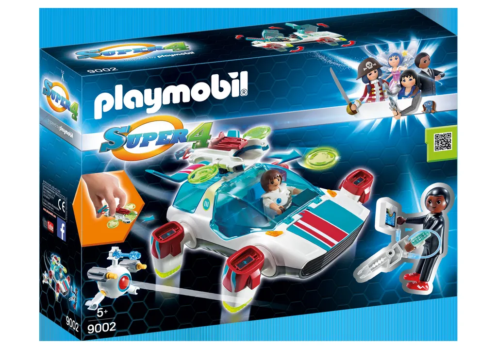 PLAYMOBIL Super 4 6692 FulguriX avec l'agent Gene et disque de tir