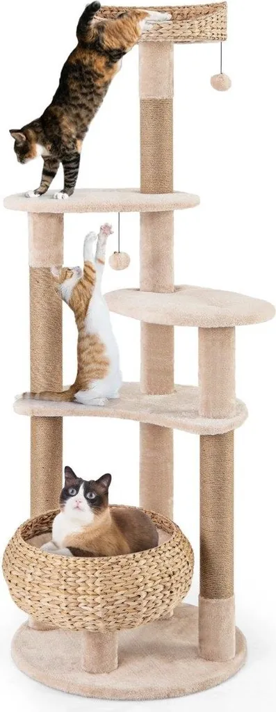 Arbre à chat 64 po robuste : fini les griffures sur canapé avec panier