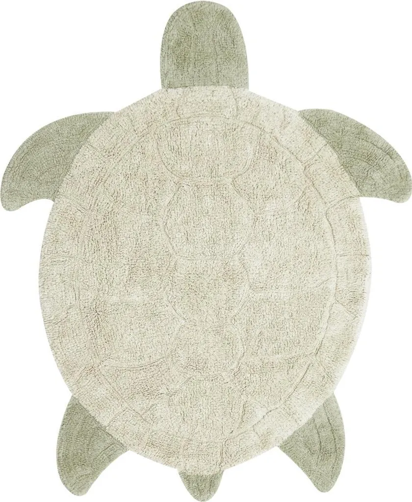 Tapis enfant Tortue de mer 130x130 cm en fibre douce et lavable
