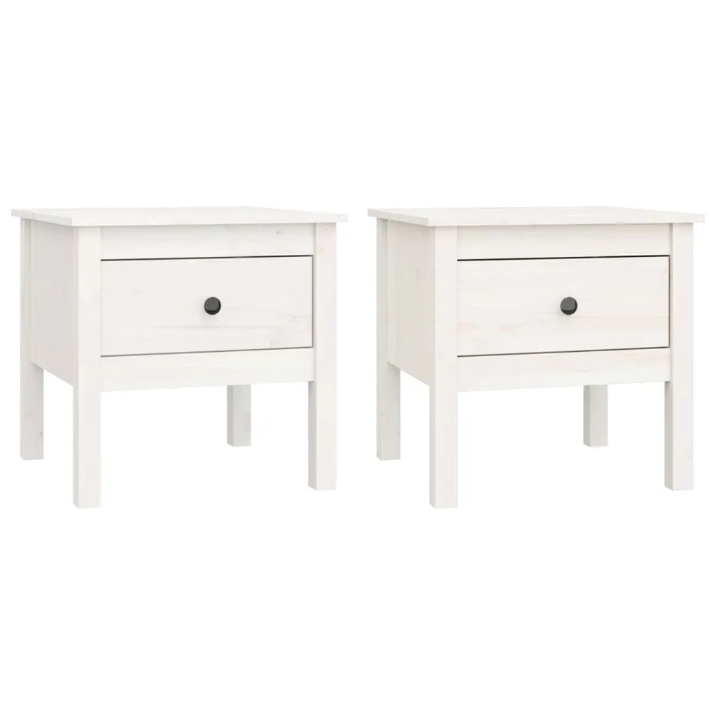 Tables d'appoint Blanches en Pin Massif 50x50 cm - Design Durable - 3