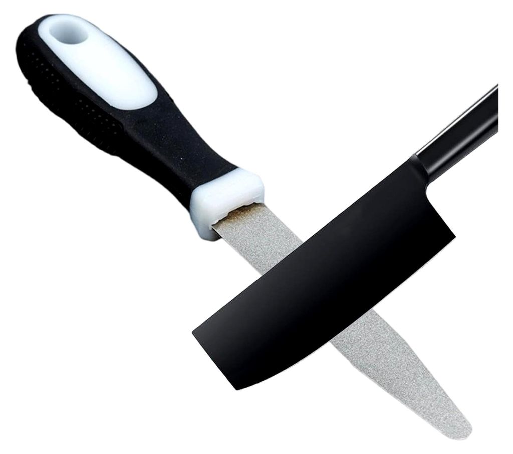 Messerschärfer, Doppelseitiges Schleifwerkzeug, Rutschfester Ergonomischer Griff für Nass- und Trockenanwendung in Küche, Garten, Jagd und Angeln