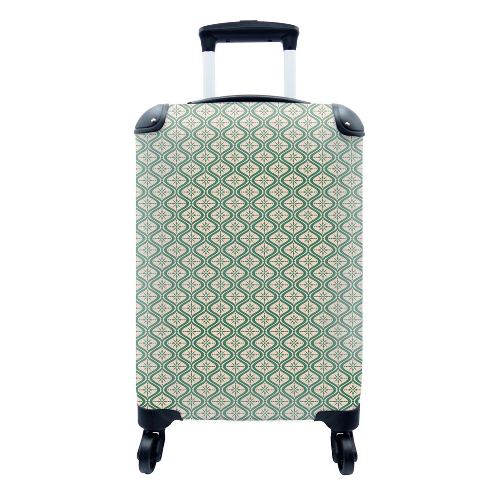MuchoWow Koffer Handgepäck Trolley Rollkoffer Kleine Reisekoffer mit 4 Rollen - Schneeflocke - Winter - Vintage - Muster - Weihnachten - Cabin S...