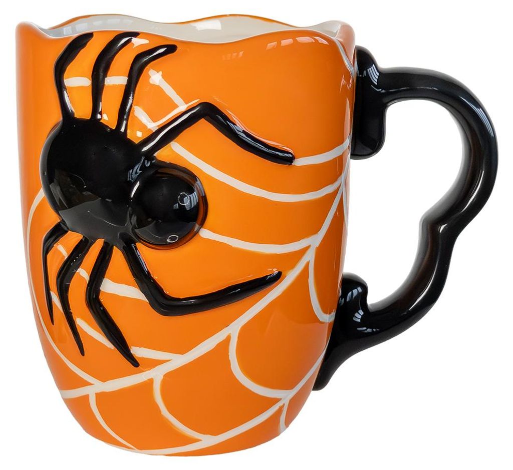 Große Halloween Tasse mit schwarzer Spinne & Spinnennetz 12 Produktbild  KI-generiertes Bild