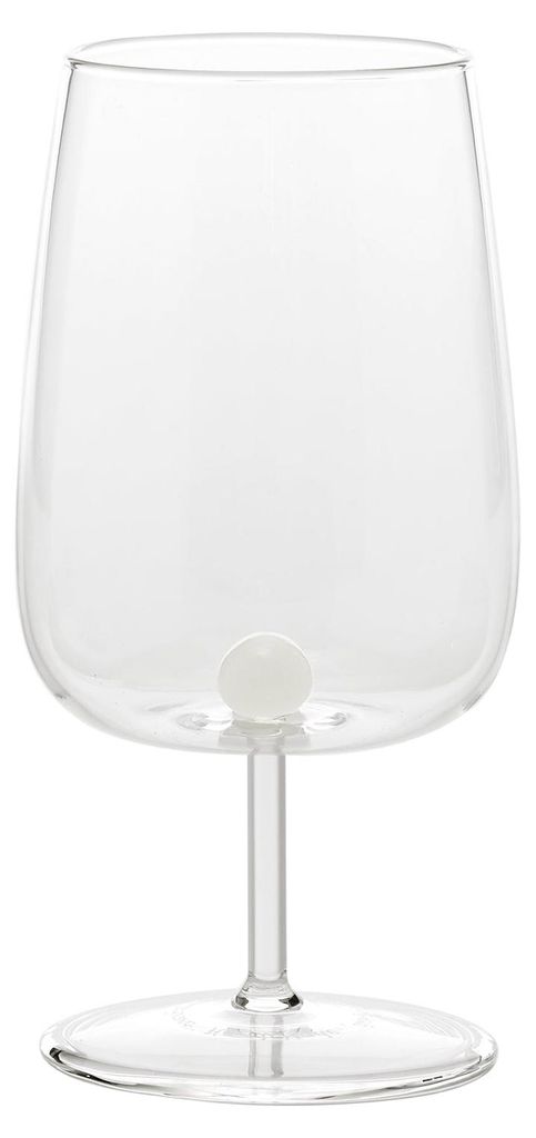 Bilia Weingläser aus weißem Borosilikatglas, 6er-Set – Elegantes Design mit farbiger Kugel am Boden für eine raffinierte und exklusive Tischde...