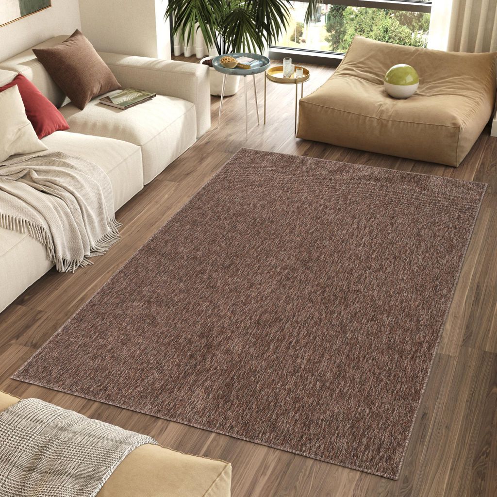 Tapiso Teppich NIZZA Melange Braun Einfarbig 140 x 200 cm