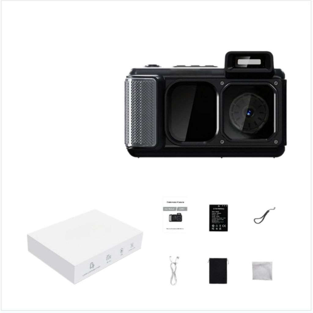 INF IP68 Unterwasserkamera 15m 48MP Dual Plastik 12.3x4.4x8cm Tauchen Schwarz