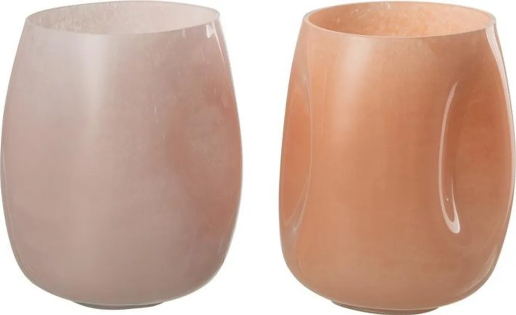 Décoration de Table : Petit Vase J-Line Beule Rose Orange en Verre