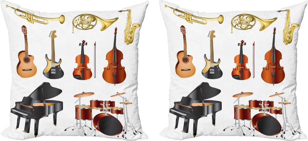 ABAKUHAUS Musik Kissenbezug Set (2Stück), Symphony Orchestra Concert, doppelseitiges Digitaldruckdekor mit Reißverschluss, 50 cm, Mehrfarbig