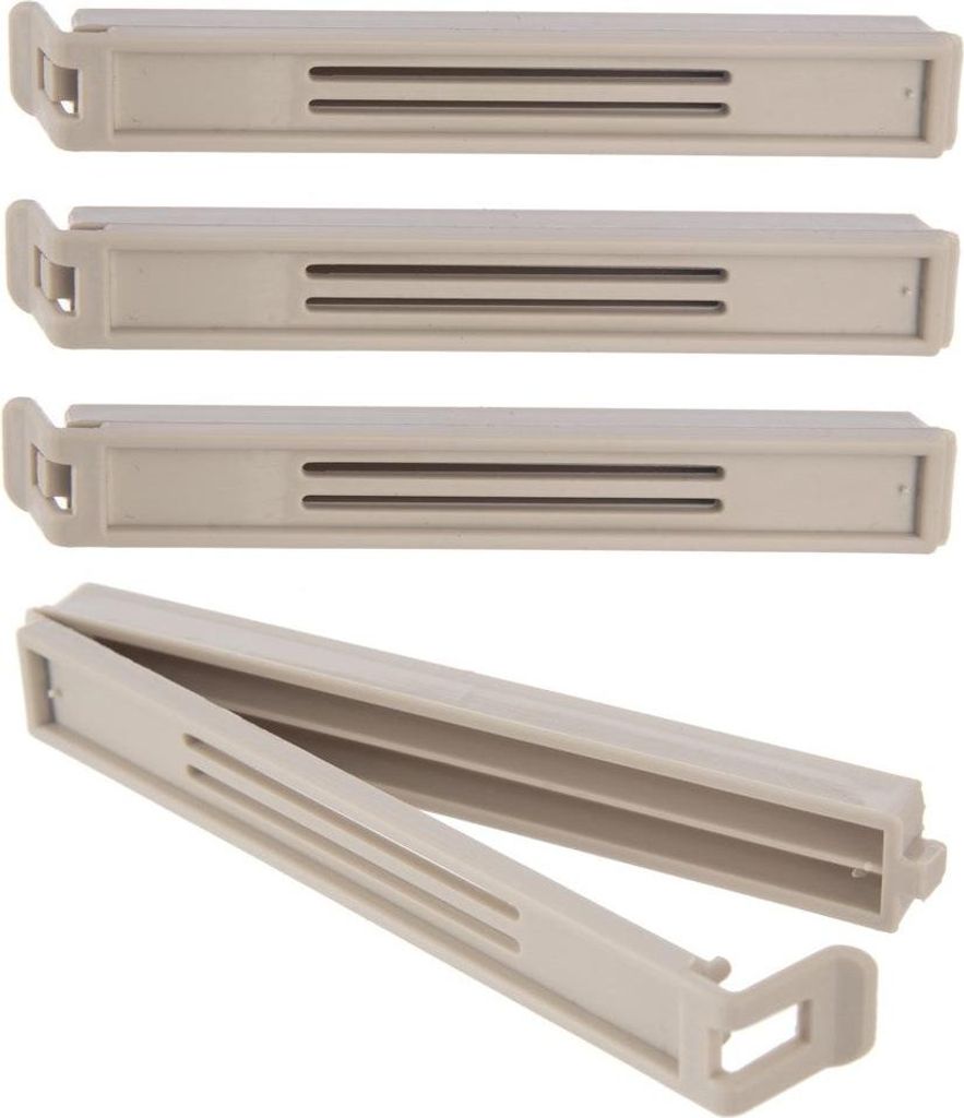 4er Set Gewürzbeutel-Klemmen aus Plastik Beige