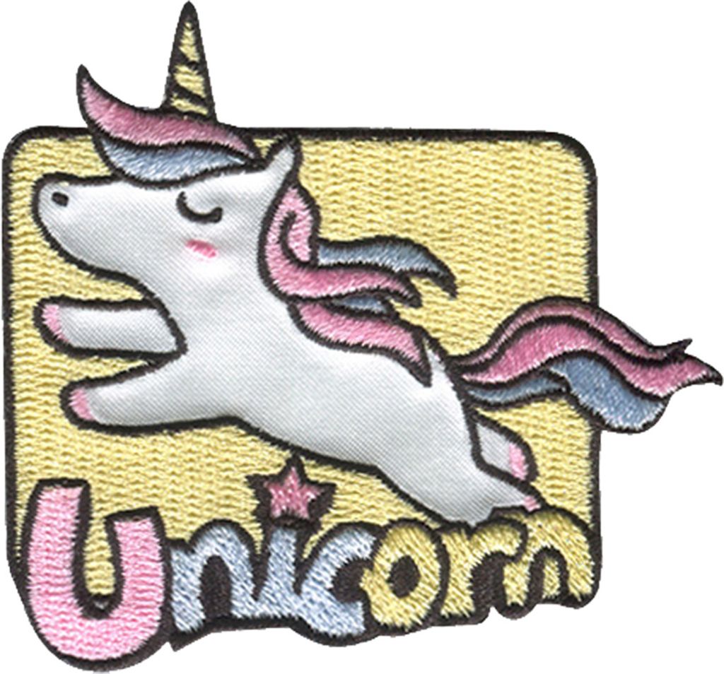 Einhorn springt Unicorn - Aufnäher, Bügelbild, Aufbügler, Applikationen, Patches, Flicken, Zum Aufbügeln, Größe: 8 x 7,3 cm