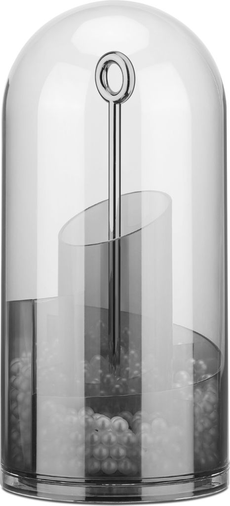 Navaris Make Up Pinsel Organizer drehbar - Schminktisch Kosmetik Aufbewahrung - transparente Box mit Griff und Perlen - Bad Organizer für Schminke -