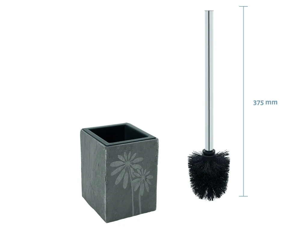 Set Brosse de Toilette et Support en Ardoise Grise JURA avec Motif Fleur - 2