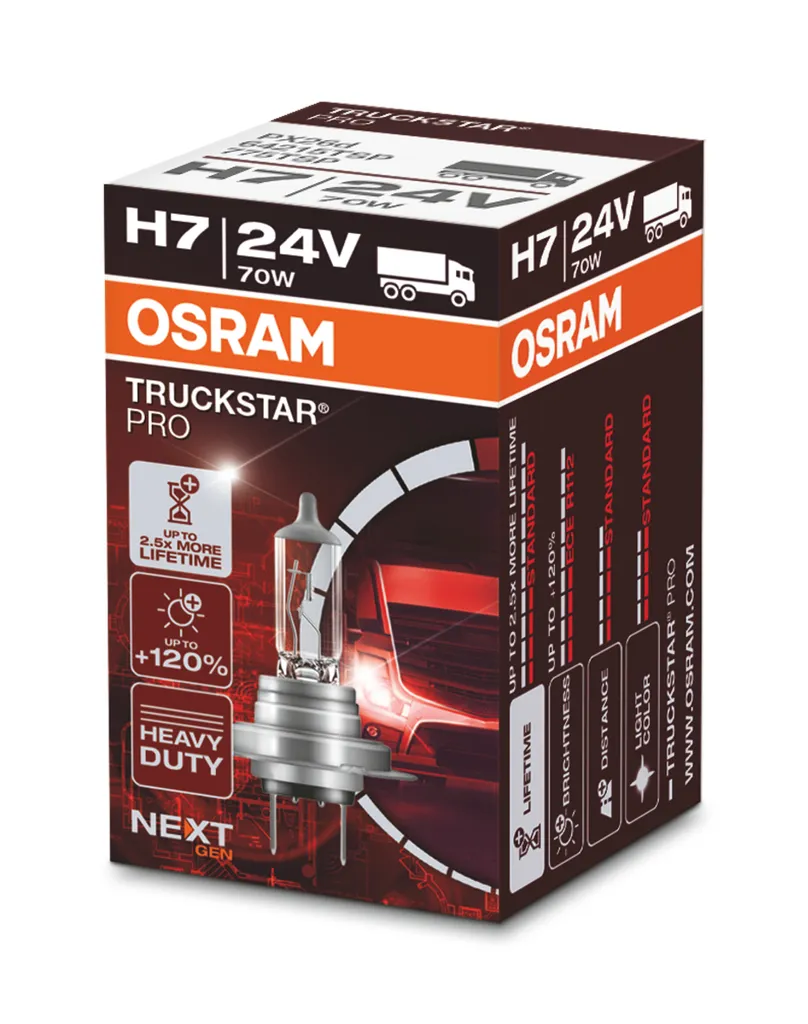 OSRAM TRUCKSTAR PRO H7 24V 70W | Lampadina Camion Alta Durata 64215TSP
