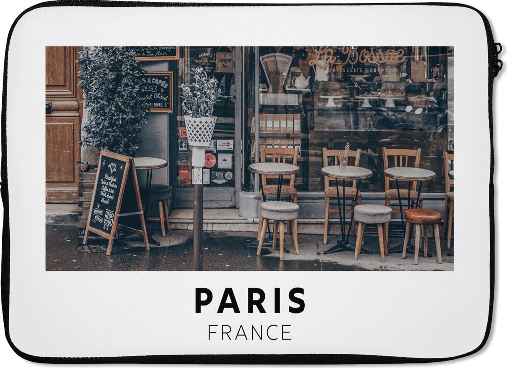 MuchoWow Laptop Hülle 14 ZollParis - Frankreich - Cafe Laptoptasche - Laptoptasche - Stoßsicher - Schutzhaube