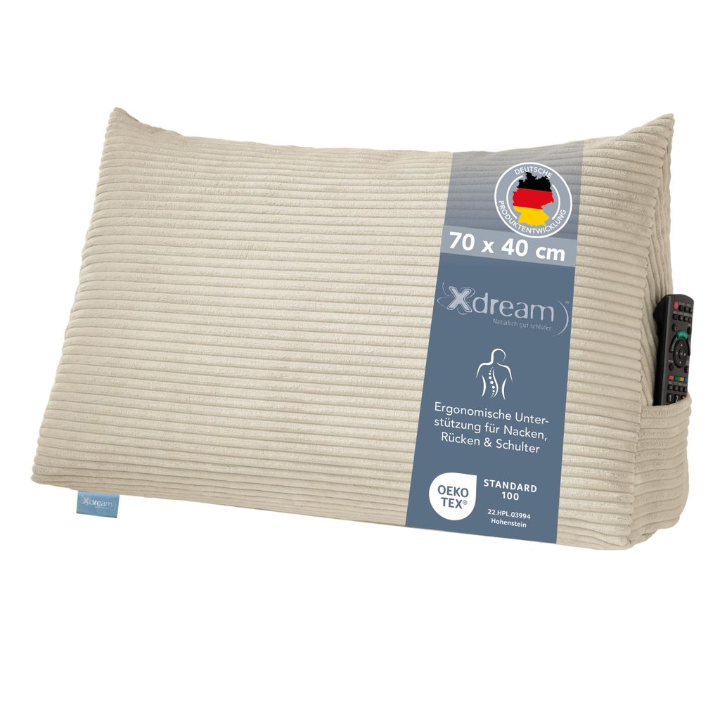 Rückenkissen | Lesekissen für Bett und Sofa | Cord beige | Produktbild 