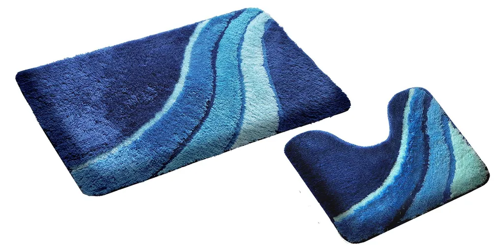 Tapis de sol salle de bain bleu marine lot de 2 pour sortie de douche