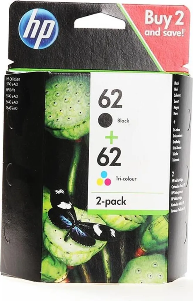 Cartouche HP 62 d'origine pack noir et couleur pour imprimantes Envy