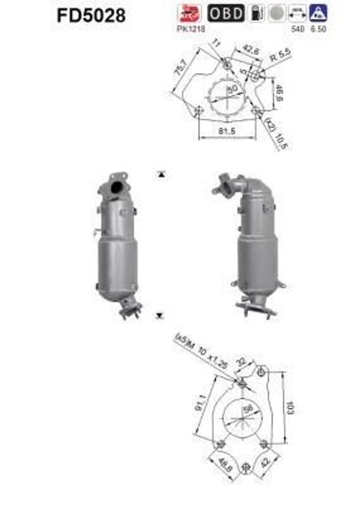 AS FD5028 Dieselpartikelfilter Rußpartikelfilter DPF für HONDA ACCORD VIII (CU) Euro 5 Abgasanlage Diesel
