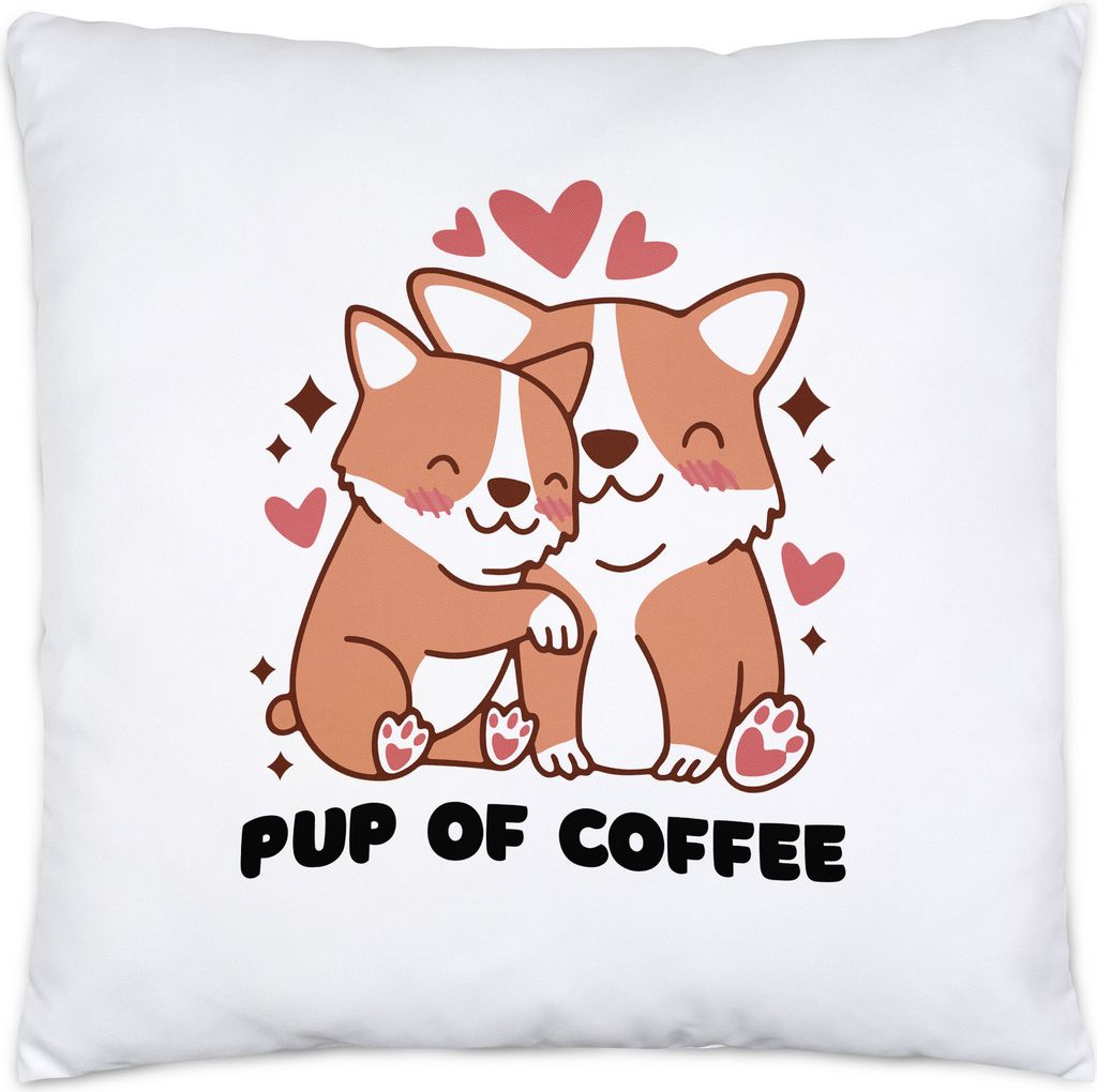 Pup of Coffee Kissen Puppy Cup Welpe Baby Dog Endless Love Tea Teacup Mug Heißgetränk Liebe Süßes Motiv Herzen