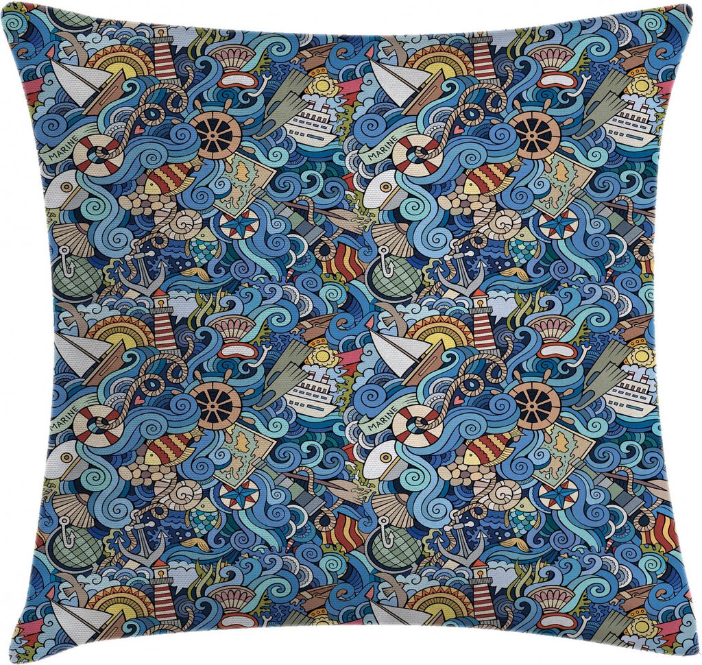 ABAKUHAUS Bunt Kissenbezug, Abstrakt Sea Shells, aus Farbfesten Waschbaren Stoff Beidseitiger Druck mit robusten Reißverschluß, 60 x 60 cm, Mehrf...