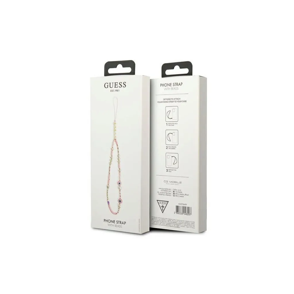 Ciondolo per cinturino del telefono Guess Gustshpp rosa/rosa con perline a conchiglia - 3