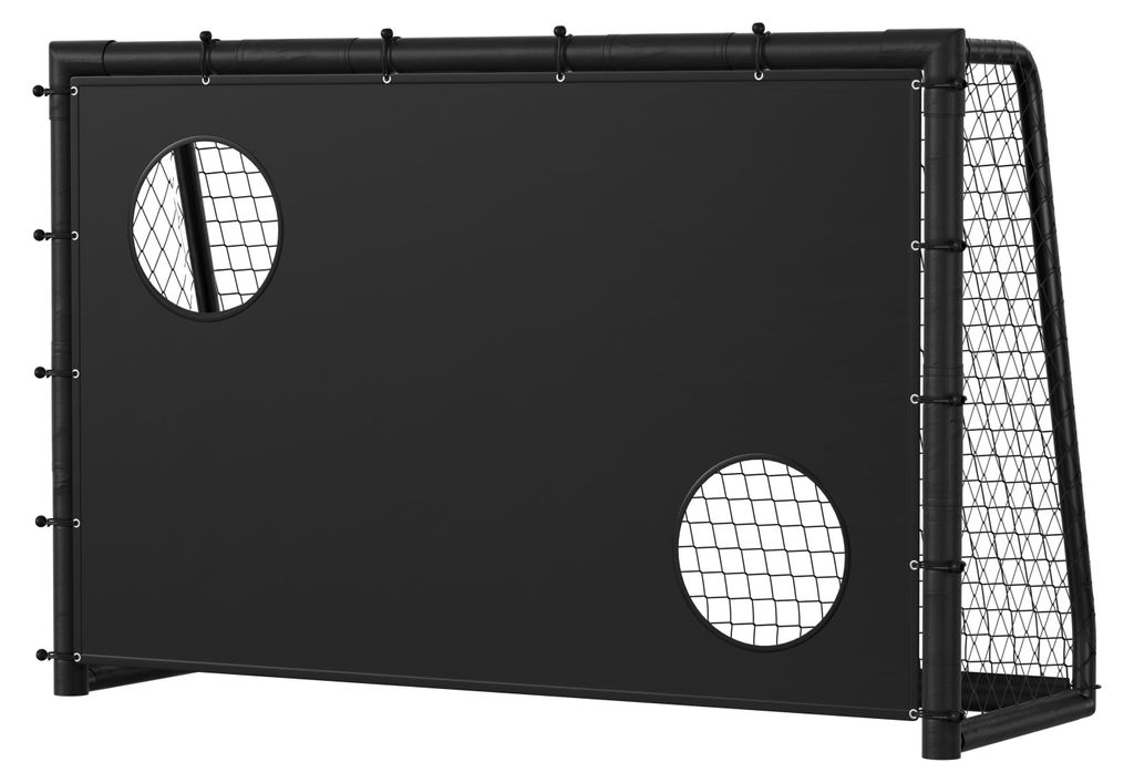 Vigevee Fußballtor 240 x 160 x 80 cm – Fußballtor für Kinder & Erwachsene, Metalltor mit Torwand & Netz, für Garten & Außenbereich, Schwarz