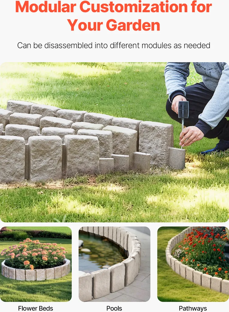 Bordure de Jardin Résistante UV et Intempéries Aspect Pierre 120cm - 2